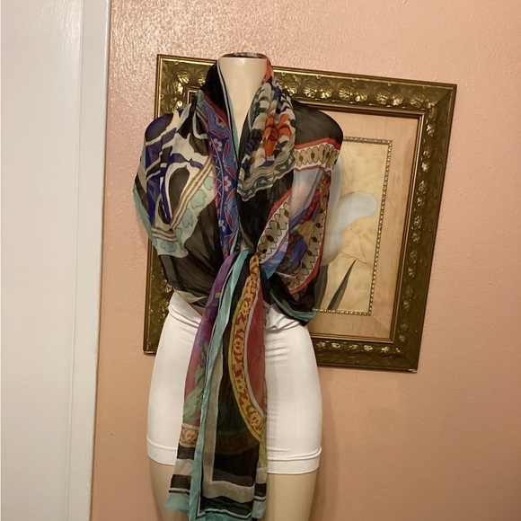 Gul Ahmed Floral Print Scarf & Shawl - Picture 1 of 10